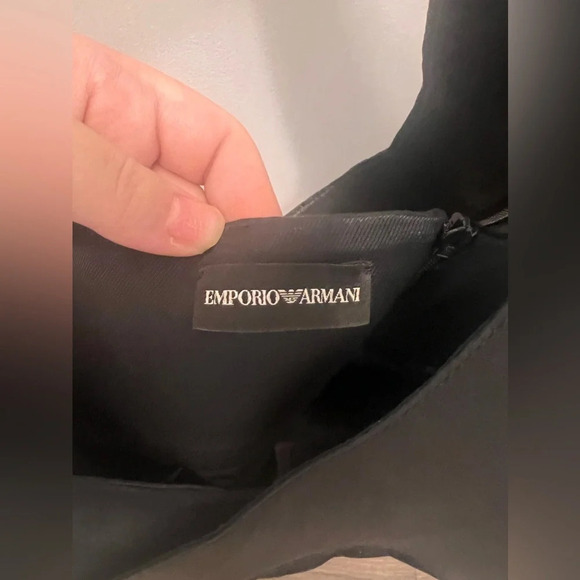 Emporio Armani Women’s Black A Line Leather Razor Back Dress Size 4 - Picture 5 of 5